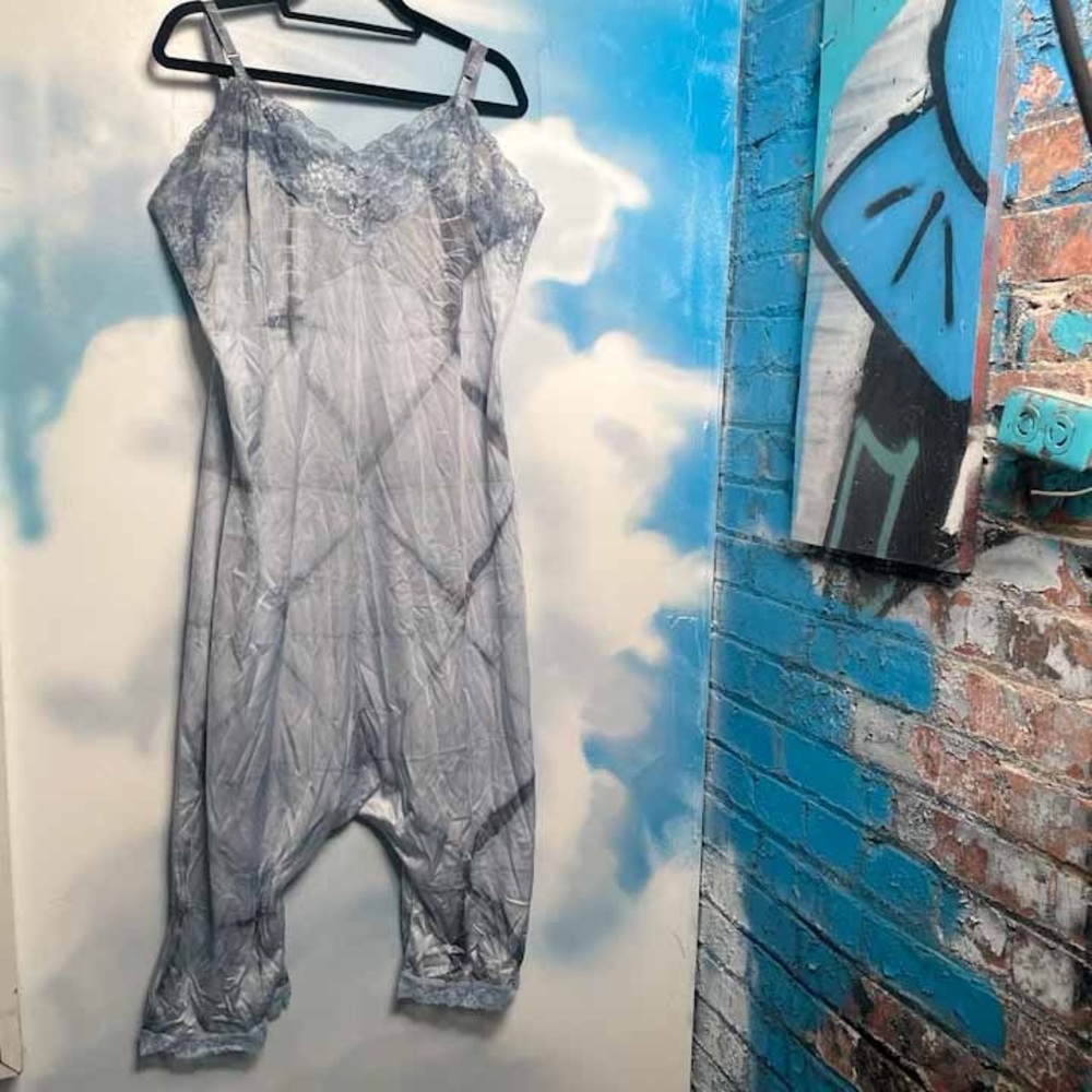 Upcycled vintage slip romper